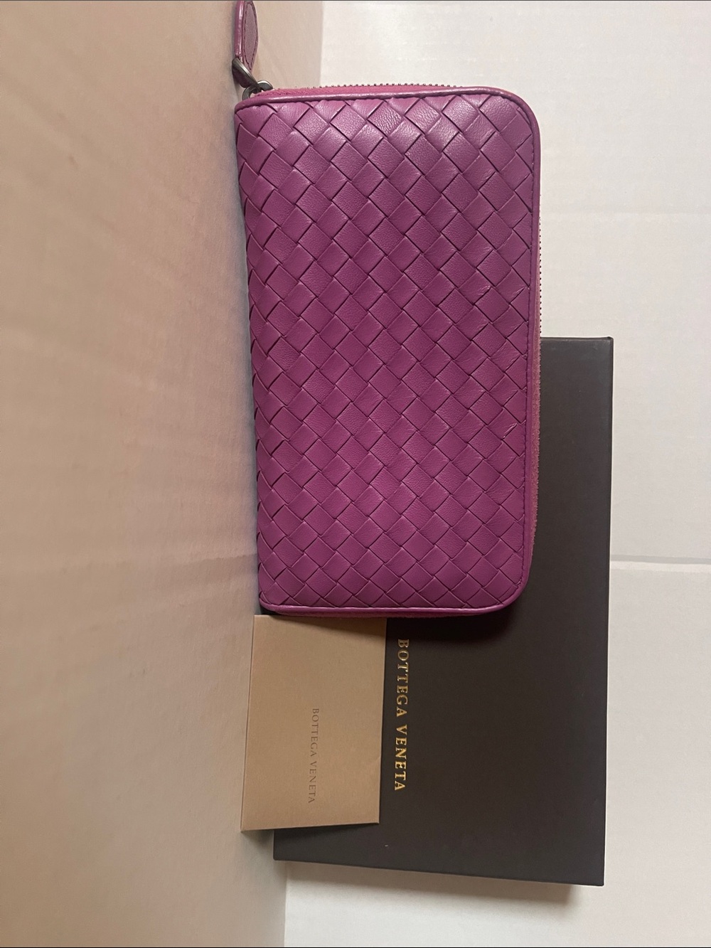 Bottega Veneta Purple Intrecciato Zip Wallet